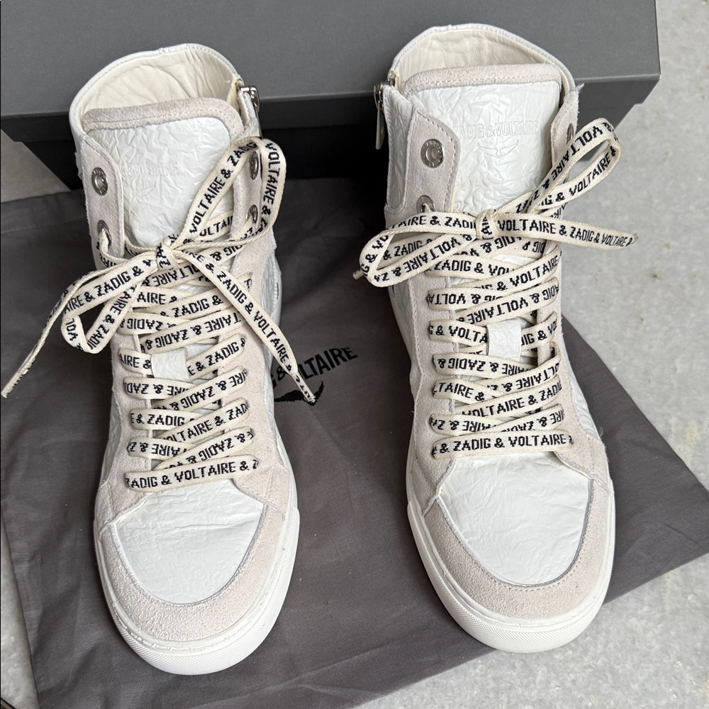 Zadig & Voltaire White and Cream High-Top Sneakers